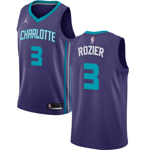 Charlotte Hornets #3 Terry Rozier Purple Jordan Swingman Statement Edition Jersey Mens