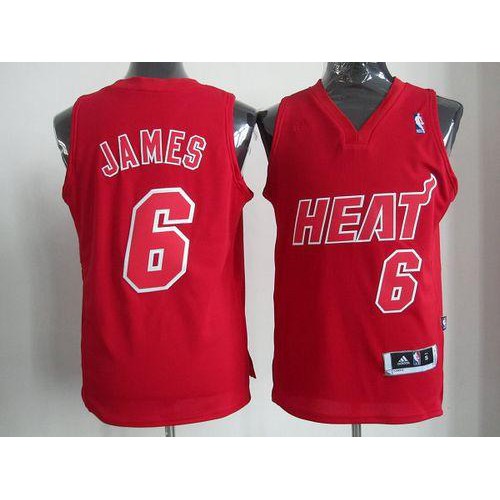 Miami Heat #6 LeBron James Red Big Color Fashion Stitched Jersey Mens