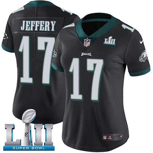 Philadelphia Eagles #17 Alshon Jeffery Black Alternate Super Bowl LII Women's Stitched Vapor Untouchable Limited Jersey Womens