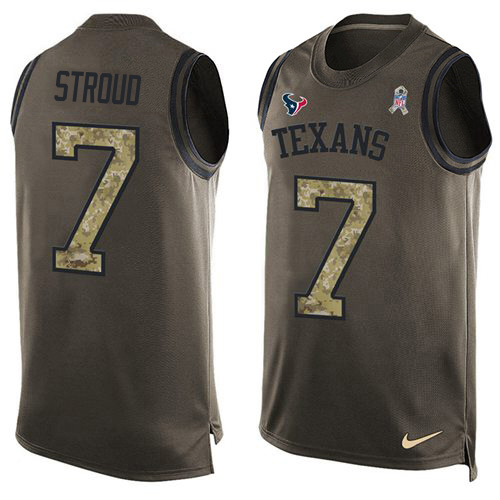 Texans #7 C.J. Stroud Green Men's Stitched Limited Salute To Service Tank Top Jersey