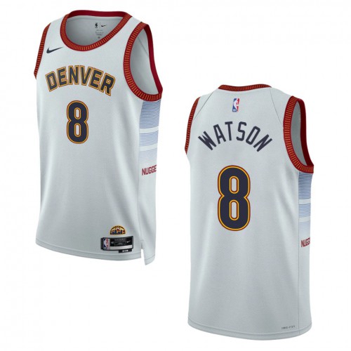 Denver Denver Nuggets #8 Peyton Watson Unisex Silver 2022-23 Swingman Jersey - City Edition Mens