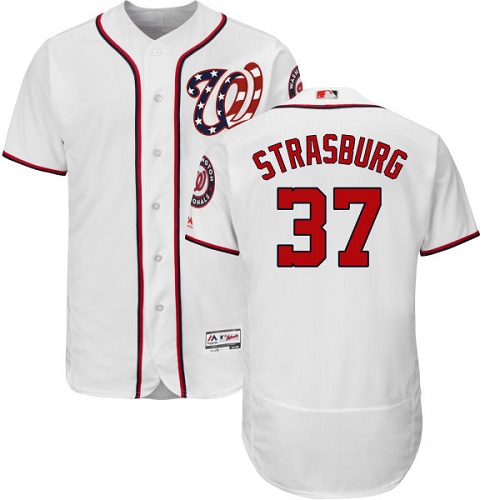 Washington Nationals #37 Stephen Strasburg White Flexbase Authentic Collection Stitched Jersey Men's