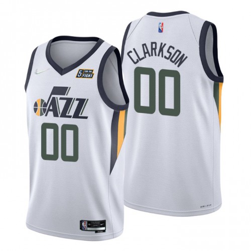 Utah Jazz #00 Jordan Clarkson White Mens 2021-22 75th Anniversary Diamond Swingman Jersey - Association Edition Mens