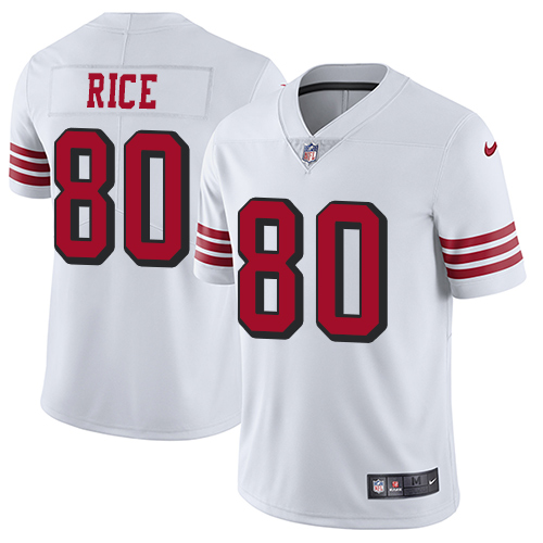49ers #80 Jerry Rice White Rush Men's Stitched Vapor Untouchable Limited Jersey