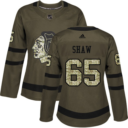 Adidas Chicago Blackhawks #65 Andrew Shaw Green Salute to Service Women's Stitched Jersey Womens