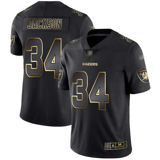 Raiders #34 Bo Jackson Black/Gold Men's Stitched Vapor Untouchable Limited Jersey
