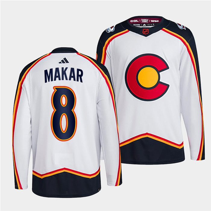Colorado Avalanche #8 Cale Makar Men's Adidas Reverse Retro 2.0 Authentic Player Jersey - White