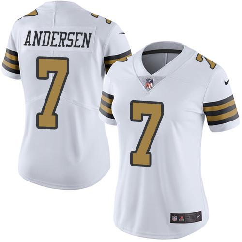 New Orleans Saints #7 Morten Andersen White Women's Stitched Limited Rush Jersey Womens