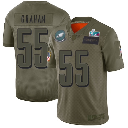 Eagles #55 Brandon Graham Camo Super Bowl LVII Patch Youth Stitched Limited 2019 Salute To Service Jersey