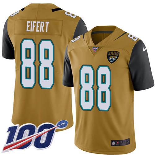 Jacksonville Jaguars #88 Tyler Eifert Gold Youth Stitched Limited Rush 100th Season Jersey Youth