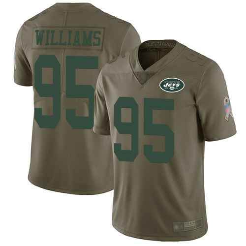 New York Jets #95 Quinnen Williams Olive Youth Stitched Limited 2017 Salute to Service Jersey Youth
