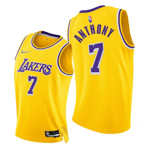 Los Angeles Lakers #7 Carmelo Anthony Mens 2021-22 75th Diamond Anniversary Jersey Gold Mens