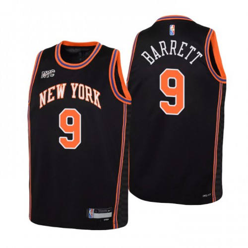 New York New York Knicks #9 R.J. Barrett Youth Black 2021/22 Swingman Jersey - City Edition Youth