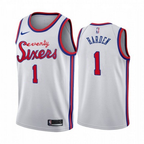 Philadelphia 76ers #1 James Harden 2019-20 Unveil Classic Edition White Stitched Jersey Mens