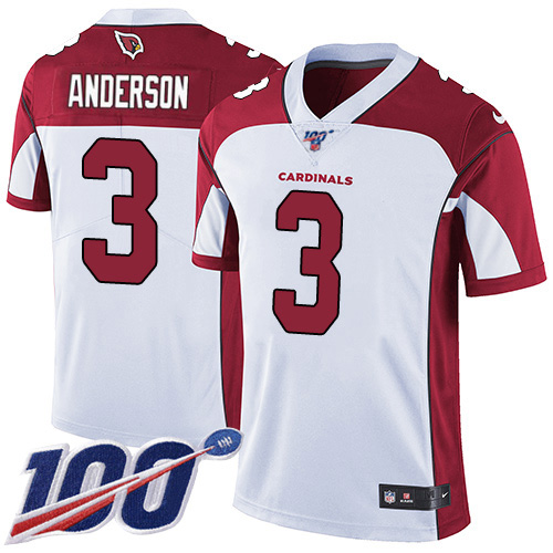 Cardinals #3 Drew Anderson White Men's Stitched 100th Season Vapor Limited Jersey