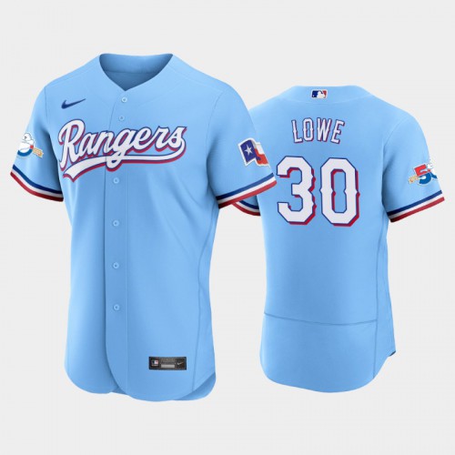 Texas Texas Rangers #30 Nathaniel Lowe Authentic 50th Anniversary Men's Alternate Jersey - Light Blue Men's