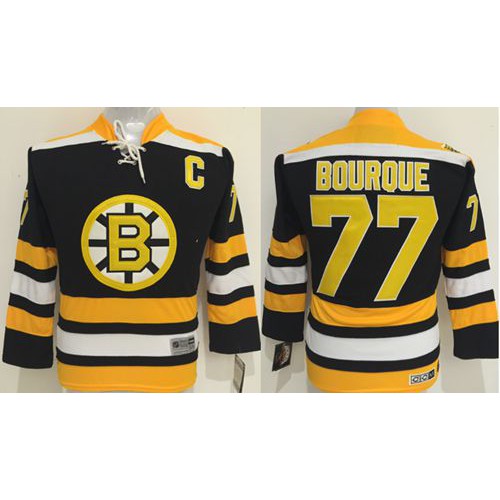 Boston Bruins #77 Ray Bourque Black CCM Youth Stitched Jersey Youth