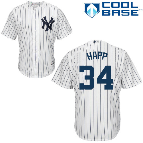 New York Yankees #34 J.A. Happ White Strip New Cool Base Stitched Youth Jersey Youth