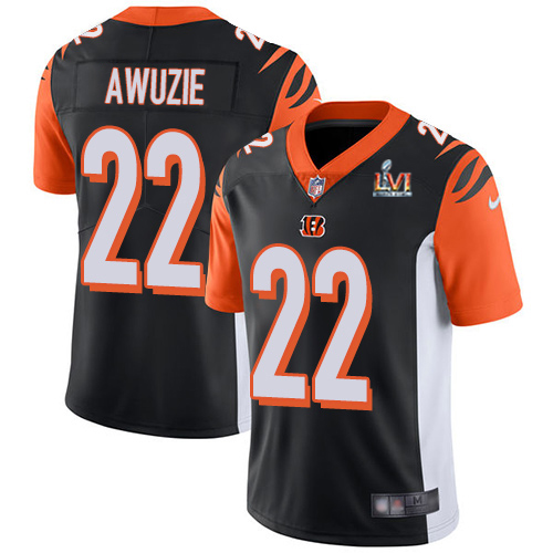 Cincinnati Bengals #22 Chidobe Awuzie Black Team Color Super Bowl LVI Patch Men's Stitched Vapor Untouchable Limited Jersey Men's