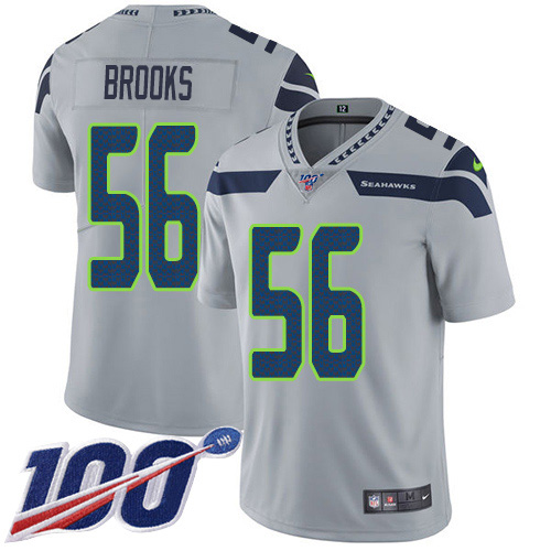 Seattle Seahawks #56 Jordyn Brooks Grey Alternate Men's Stitched 100th Season Vapor Untouchable Limited Jersey Men's
