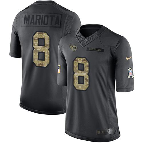 Tennessee Titans #8 Marcus Mariota Black Youth Stitched Limited 2016 Salute to Service Jersey Youth