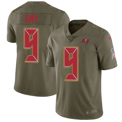 Tampa Bay Buccaneers #9 Matt Gay Olive Youth Stitched Limited 2017 Salute To Service Jersey Youth