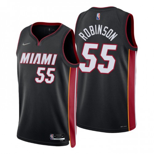 Miami Heat #55 Duncan Robinson Black Mens 2021-22 75th Anniversary Diamond Swingman Jersey - Icon Edition Mens