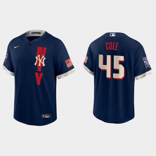 New York New York Yankees #45 Gerrit Cole 2021 All Star Game Fan's Version Navy Jersey Men's