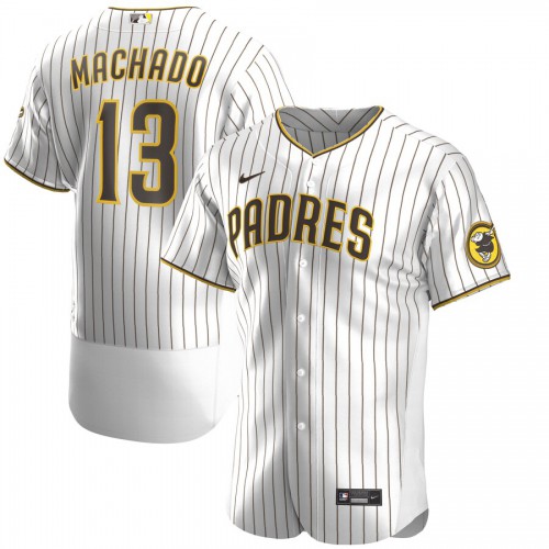 San Diego San Diego Padres #13 Manny Machado Men's White Brown Authentic Alternate Player Jersey Men's