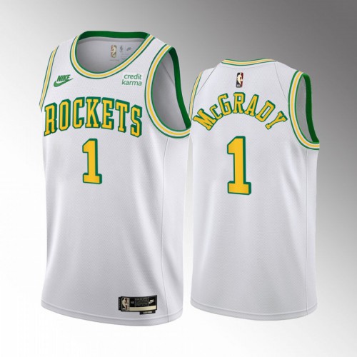 Houston Rockets #1 Tracy McGrady Mens White 2022-23 Classic Edition Jersey Mens