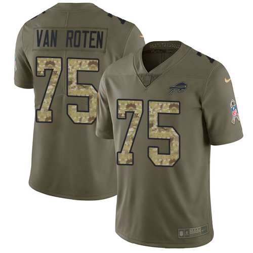 Bills #75 Greg Van Roten Olive/Camo Men's Stitched Limited 2017 Salute To Service Jersey