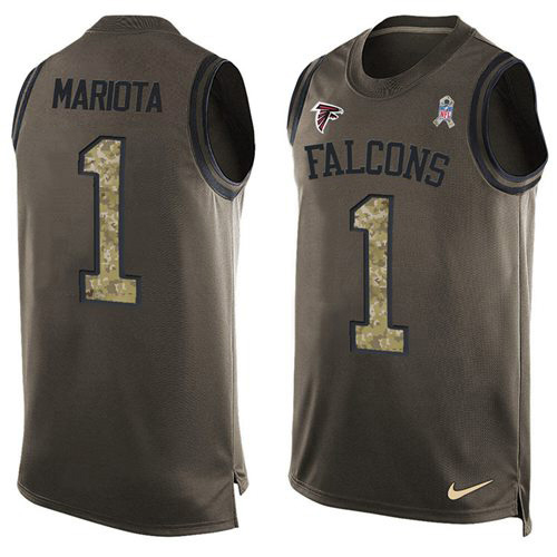 Falcons #1 Marcus Mariota Green Men's Stitched Limited Salute To Service Tank Top Jersey