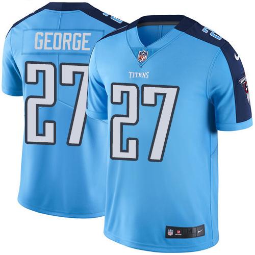 Tennessee Titans #27 Eddie George Light Blue Men's Stitched Limited Rush Jersey Men's