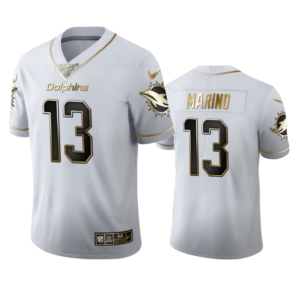 Miami Dolphins #13 Dan Marino Men's White Golden Edition Vapor Limited 100 Jersey
