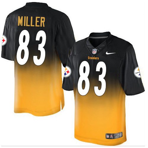 Pittsburgh Steelers #83 Heath Miller Black/Gold Men's Stitched Elite Fadeaway Fashion Jersey Men's