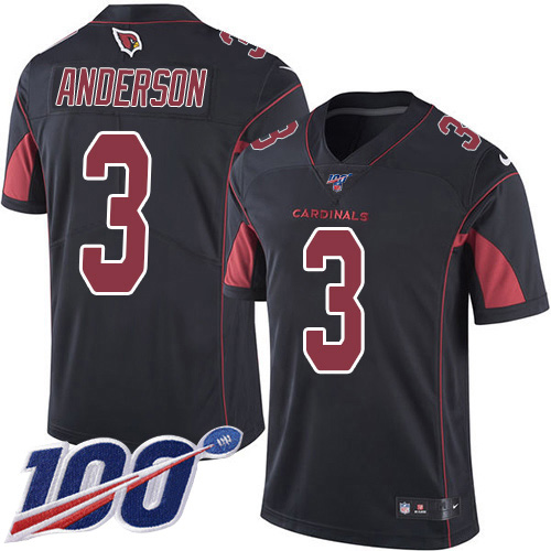 Cardinals #3 Drew Anderson Black Men's Stitched Limited Rush 100th Season Jersey