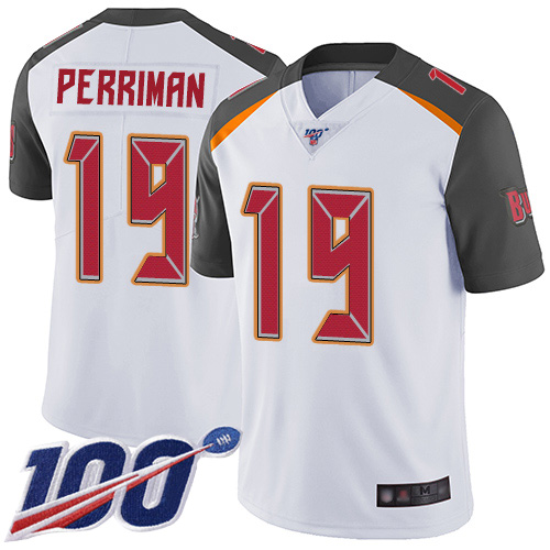 Tampa Bay Buccaneers #19 Breshad Perriman White Men's Stitched 100th Season Vapor Limited Jersey Men's