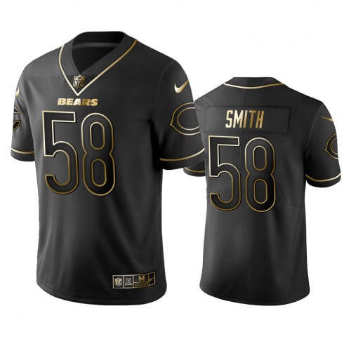 Chicago Bears #58 Roquan Smith Black Golden Limited Edition Stitched Jersey Men's