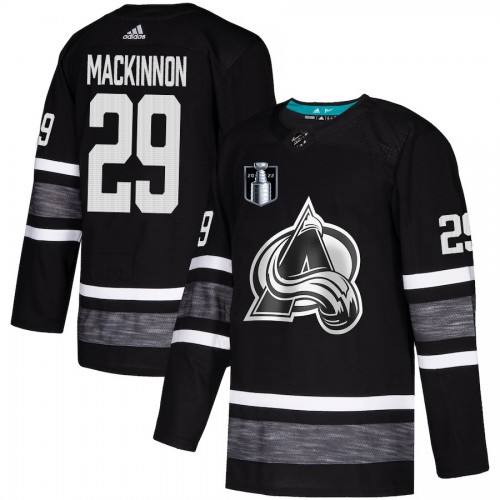 Adidas Colorado Avalanche #29 Nathan MacKinnon Black Authentic Youth 2022 Stanley Cup Final Patch All-Star Stitched Jersey Youth