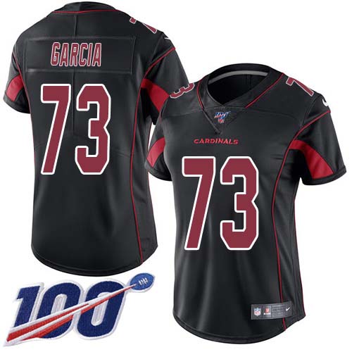 Arizona Cardinals #73 Max Garcia Black Women's Stitched Limited Rush 100th Season Jersey Womens