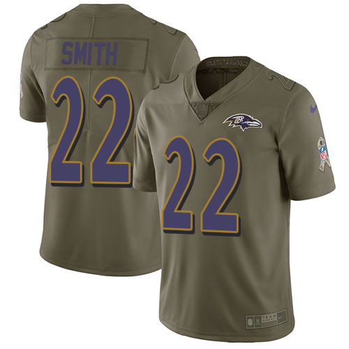 Baltimore Ravens #22 Jimmy Smith Olive Men's Stitched Limited 2017 Salute To Service Jersey Men's
