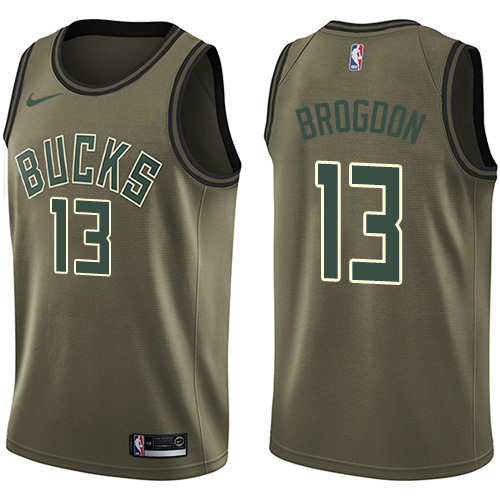 Milwaukee Bucks #13 Malcolm Brogdon Green Salute to Service Youth Swingman Jersey Youth
