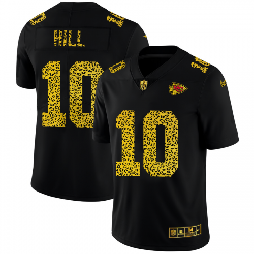 Kansas City Kansas City Chiefs #10 Tyreek Hill Men's Leopard Print Fashion Vapor Limited Jersey Black Men's
