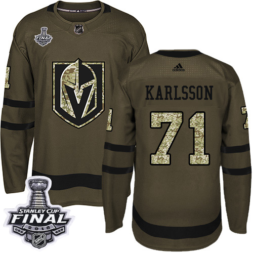 Adidas Golden Vegas Golden Knights #71 William Karlsson Green Salute to Service 2018 Stanley Cup Final Stitched Youth Jersey Youth