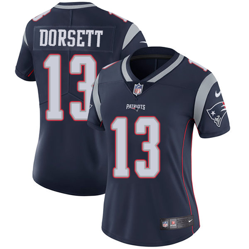 New England Patriots #13 Phillip Dorsett Navy Blue Team Color Women's Stitched Vapor Untouchable Limited Jersey Womens