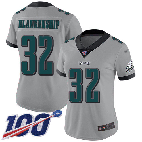 Eagles #32 Reed Blankenship Silver Women's Stitched Limited Inverted Legend 100th Season Jersey