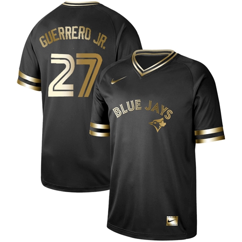 Toronto Blue Jays #27 Vladimir Guerrero Jr. Black Gold Authentic Stitched Jersey Men's