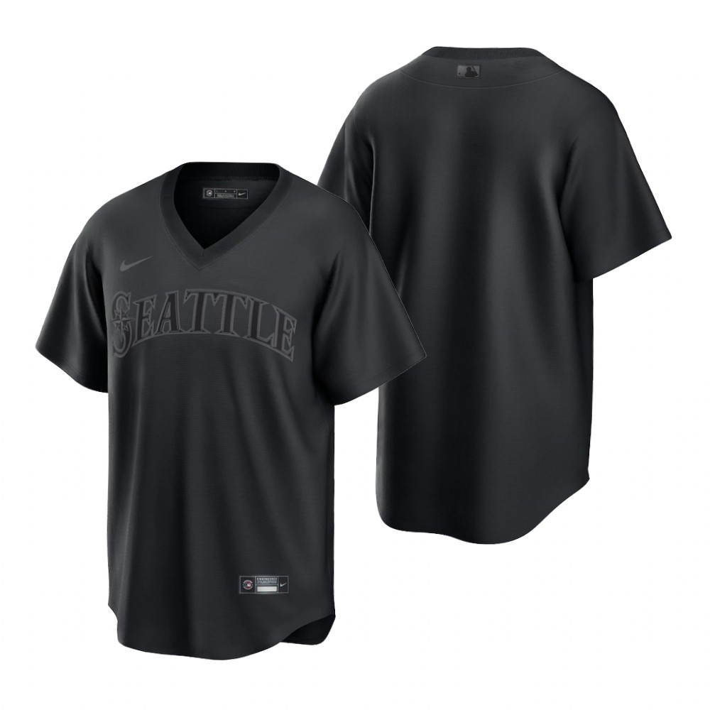 Seattle Mariners Blank Men's Black Pitch Black Fashion Jersey