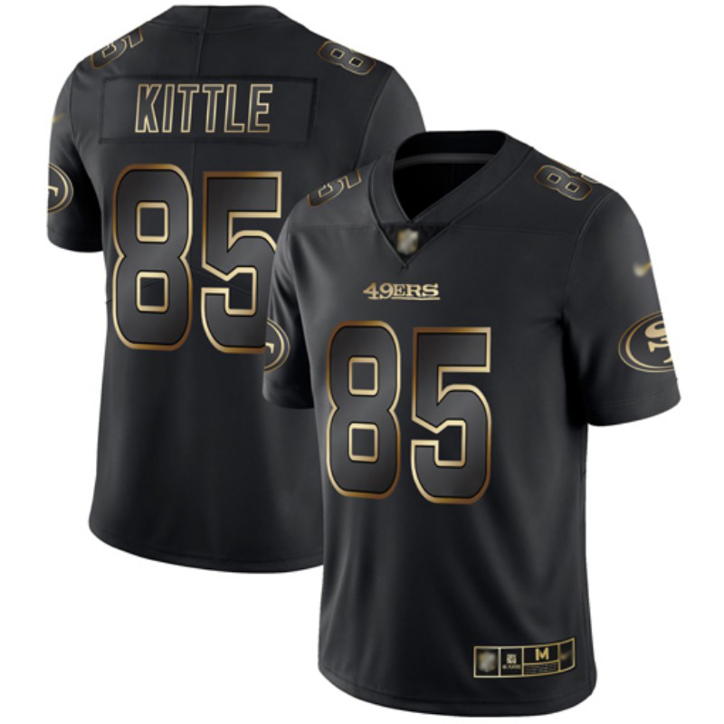49ers #85 George Kittle Black/Gold Men's Stitched Vapor Untouchable Limited Jersey