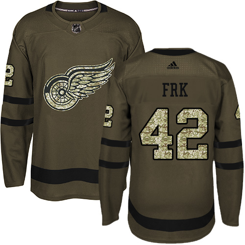 Adidas Detroit Red Wings #42 Martin Frk Green Salute to Service Stitched Jersey Men's